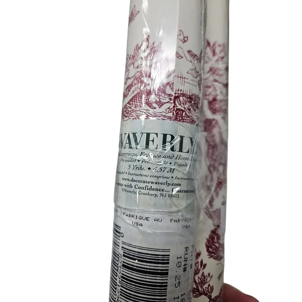 NEW Waverly 2 Rolls Wallpaper Border Red Toile Classic 5 Yrds Provencial